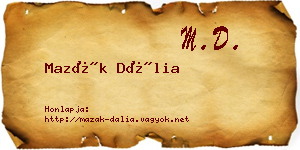 Mazák Dália névjegykártya